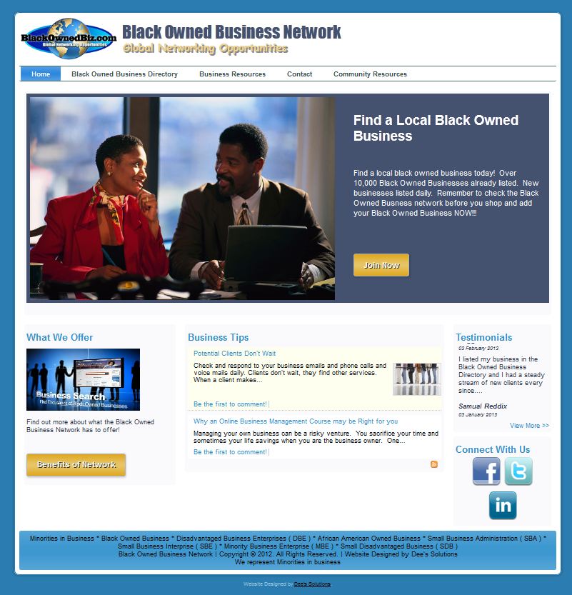 Black Owned Biz website design