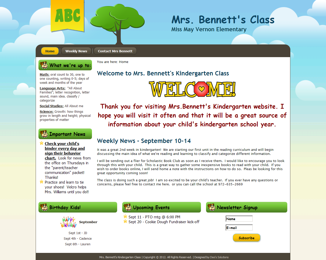 Kindergarten Classroom Website